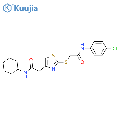 N-(4-chlorophenyl)-2-({4-(cyclohexylcarbamoyl)methyl-1,3-thiazol-2-yl}sulfanyl)acetamide structure