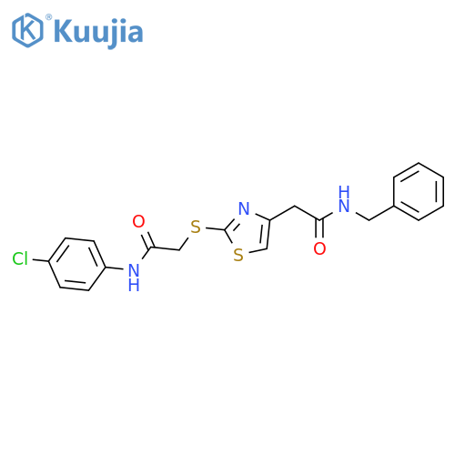 N-benzyl-2-2-({(4-chlorophenyl)carbamoylmethyl}sulfanyl)-1,3-thiazol-4-ylacetamide structure