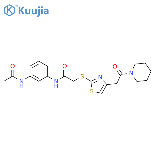 N-(3-acetamidophenyl)-2-({4-2-oxo-2-(piperidin-1-yl)ethyl-1,3-thiazol-2-yl}sulfanyl)acetamide structure