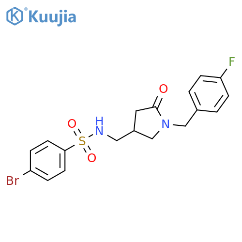 4-bromo-N-({1-(4-fluorophenyl)methyl-5-oxopyrrolidin-3-yl}methyl)benzene-1-sulfonamide structure