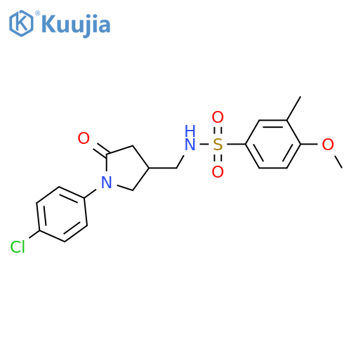 N-{1-(4-chlorophenyl)-5-oxopyrrolidin-3-ylmethyl}-4-methoxy-3-methylbenzene-1-sulfonamide structure