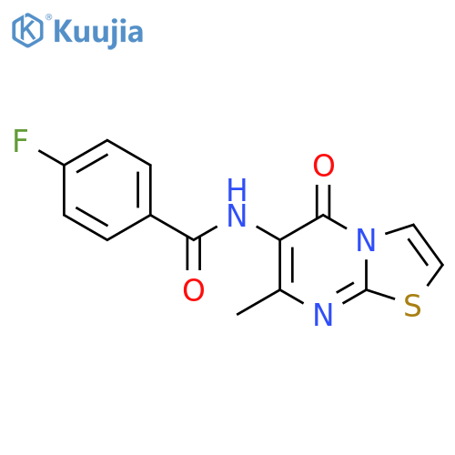 4-fluoro-N-{7-methyl-5-oxo-5H-1,3thiazolo3,2-apyrimidin-6-yl}benzamide structure