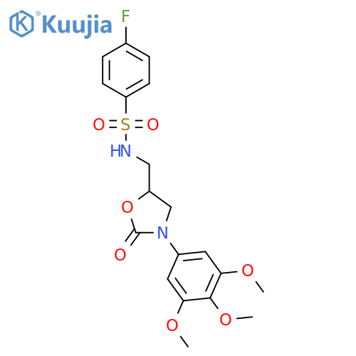 4-fluoro-N-{2-oxo-3-(3,4,5-trimethoxyphenyl)-1,3-oxazolidin-5-ylmethyl}benzene-1-sulfonamide structure