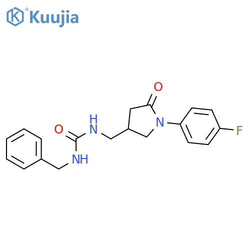 1-benzyl-3-{1-(4-fluorophenyl)-5-oxopyrrolidin-3-ylmethyl}urea structure