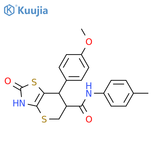 7-(4-methoxyphenyl)-N-(4-methylphenyl)-2-oxo-2H,3H,5H,6H,7H-thiopyrano2,3-d1,3thiazole-6-carboxamide structure