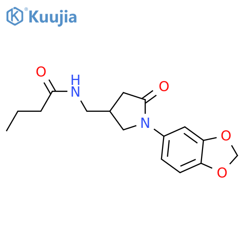 N-{1-(2H-1,3-benzodioxol-5-yl)-5-oxopyrrolidin-3-ylmethyl}butanamide structure