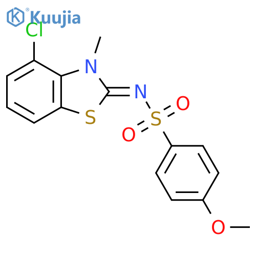 N-(2Z)-4-chloro-3-methyl-2,3-dihydro-1,3-benzothiazol-2-ylidene-4-methoxybenzene-1-sulfonamide structure