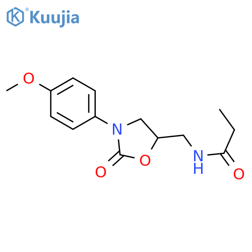 N-{3-(4-methoxyphenyl)-2-oxo-1,3-oxazolidin-5-ylmethyl}propanamide structure