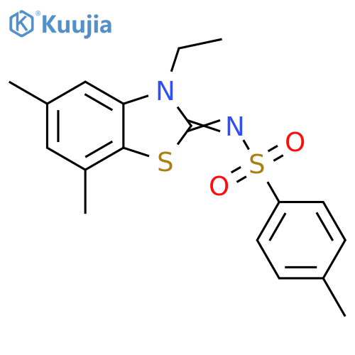 N-(2Z)-3-ethyl-5,7-dimethyl-2,3-dihydro-1,3-benzothiazol-2-ylidene-4-methylbenzene-1-sulfonamide structure