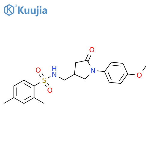 N-{1-(4-methoxyphenyl)-5-oxopyrrolidin-3-ylmethyl}-2,4-dimethylbenzene-1-sulfonamide structure