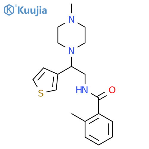 2-methyl-N-2-(4-methylpiperazin-1-yl)-2-(thiophen-3-yl)ethylbenzamide structure
