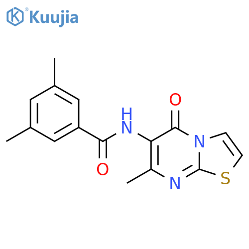 3,5-dimethyl-N-{7-methyl-5-oxo-5H-1,3thiazolo3,2-apyrimidin-6-yl}benzamide structure