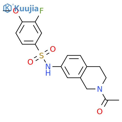 N-(2-acetyl-1,2,3,4-tetrahydroisoquinolin-7-yl)-3-fluoro-4-methoxybenzene-1-sulfonamide structure
