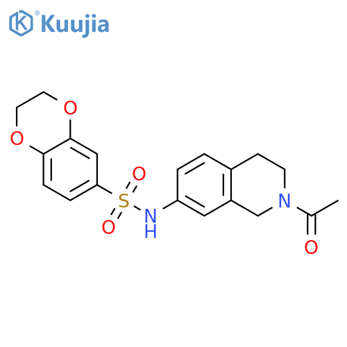 N-(2-acetyl-1,2,3,4-tetrahydroisoquinolin-7-yl)-2,3-dihydro-1,4-benzodioxine-6-sulfonamide structure