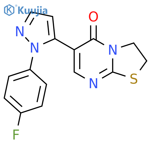 6-[1-(4-Fluorophenyl)-1H-pyrazol-5-yl]-2,3-dihydro-5H-[1,3]thiazolo[3,2-a]pyrimidin-5-one structure