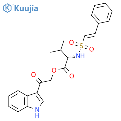 2-(1H-indol-3-yl)-2-oxoethyl (2S)-3-methyl-2-(2-phenylethenesulfonamido)butanoate structure