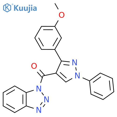 1-3-(3-methoxyphenyl)-1-phenyl-1H-pyrazole-4-carbonyl-1H-1,2,3-benzotriazole structure