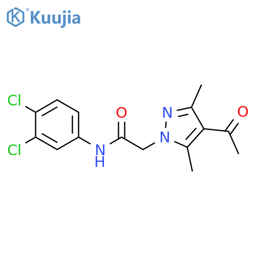 2-(4-acetyl-3,5-dimethyl-1H-pyrazol-1-yl)-N-(3,4-dichlorophenyl)acetamide structure