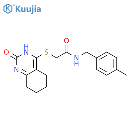 N-(4-methylphenyl)methyl-2-(2-oxo-1,2,5,6,7,8-hexahydroquinazolin-4-yl)sulfanylacetamide structure