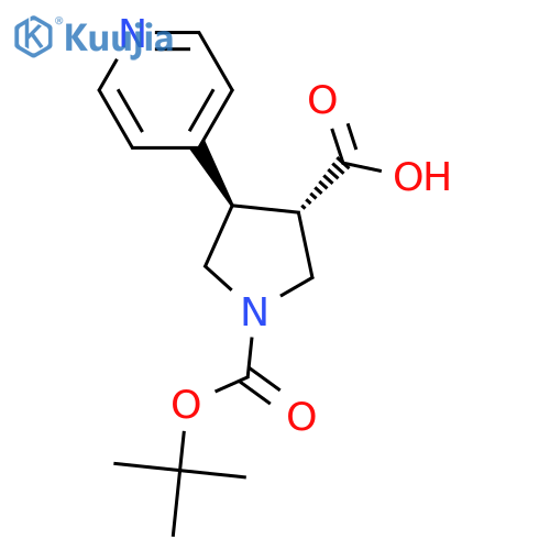 trans-1-Boc-4-(4-pyridinyl)-pyrrolidine-3-carboxylic acid structure
