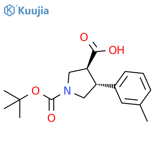 Boc-(±)-trans-4-(3-methyl-phenyl)-pyrrolidine-3-carboxylic acid structure