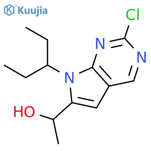 1-(2-Chloro-7-(pentan-3-yl)-7H-pyrrolo[2,3-d]pyrimidin-6-yl)ethanol structure