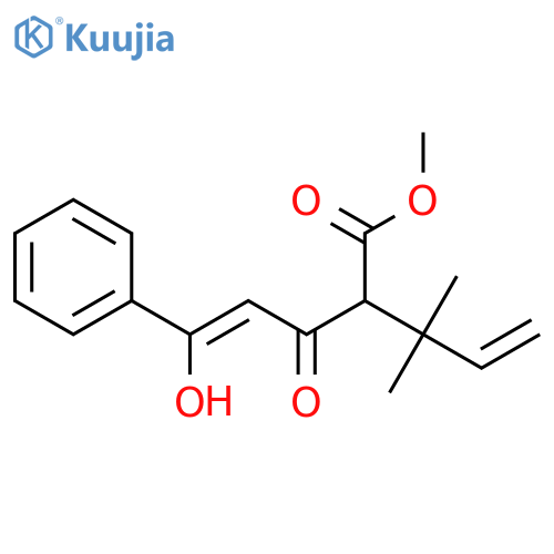2-(1,1-Dimethyl-2-propenyl)-5-hydroxy-3-oxo-5-phenyl-4-pentenoic acid methyl ester structure