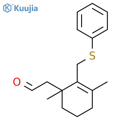 2-Cyclohexene-1-acetaldehyde, 1,3-dimethyl-2-[(phenylthio)methyl]- structure