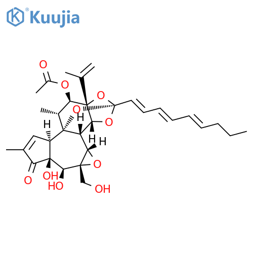 6H-2,8b-Epoxyoxireno[6,7]azuleno[5,4-e]-1,3-benzodioxol-6-one, 10-(acetyloxy)-3a,3b,3c,4a,5,5a,8a,9,10,10a-decahydro-5,5a-dihydroxy-4a-(hydroxymethyl)-7,9-dimethyl-10a-(1-methylethenyl)-2-[(1E,3E,5E)-1,3,5-nonatrien-1-yl]-, (2S,3aR,3bS,3cS,4aR,5S,5aS,8aR,8bR,9R,10R,10aS)- structure
