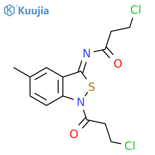 3-Chloro-N-(1-(3-chloro-1-oxopropyl)-5-methyl-2,1-benzisothiazol-3(1H)-ylidene)propanamide structure