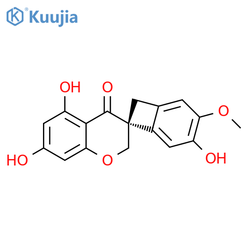 Spiro[2H-1-benzopyran-3(4H),7'-bicyclo[4.2.0]octa[1,3,5]trien]-4-one, 4',5,7-trihydroxy-3'-methoxy-, (3R)- (9CI) structure